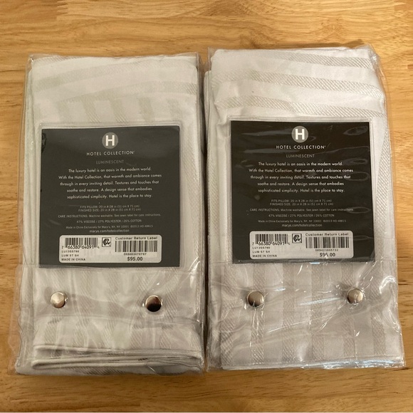 2 Standard Pillow Shams Hotel Collection Luminescent Silver New Old Stock - Picture 2 of 12